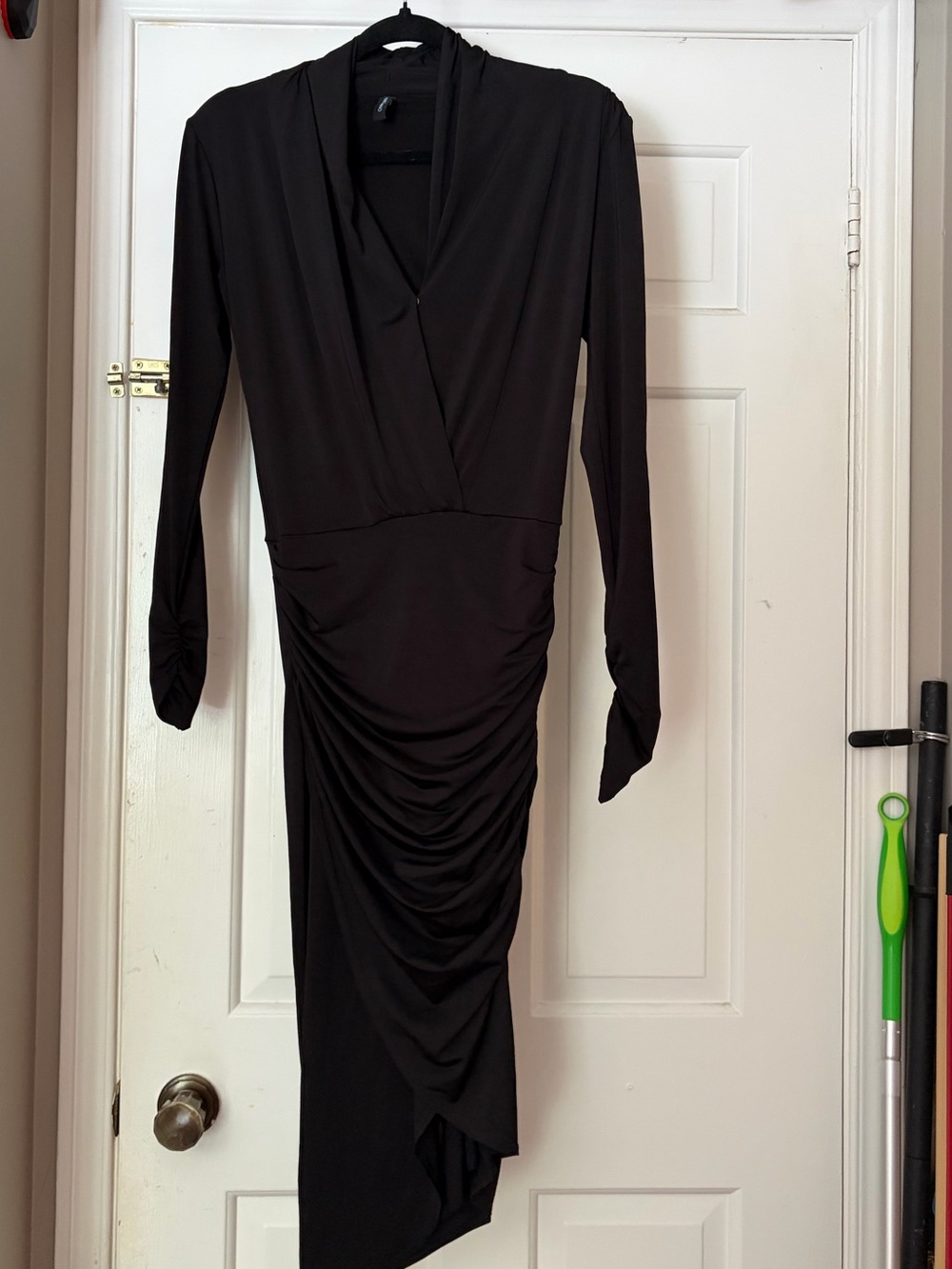 Marciano Black Ruched Asymmetric Midi Dress XS/S